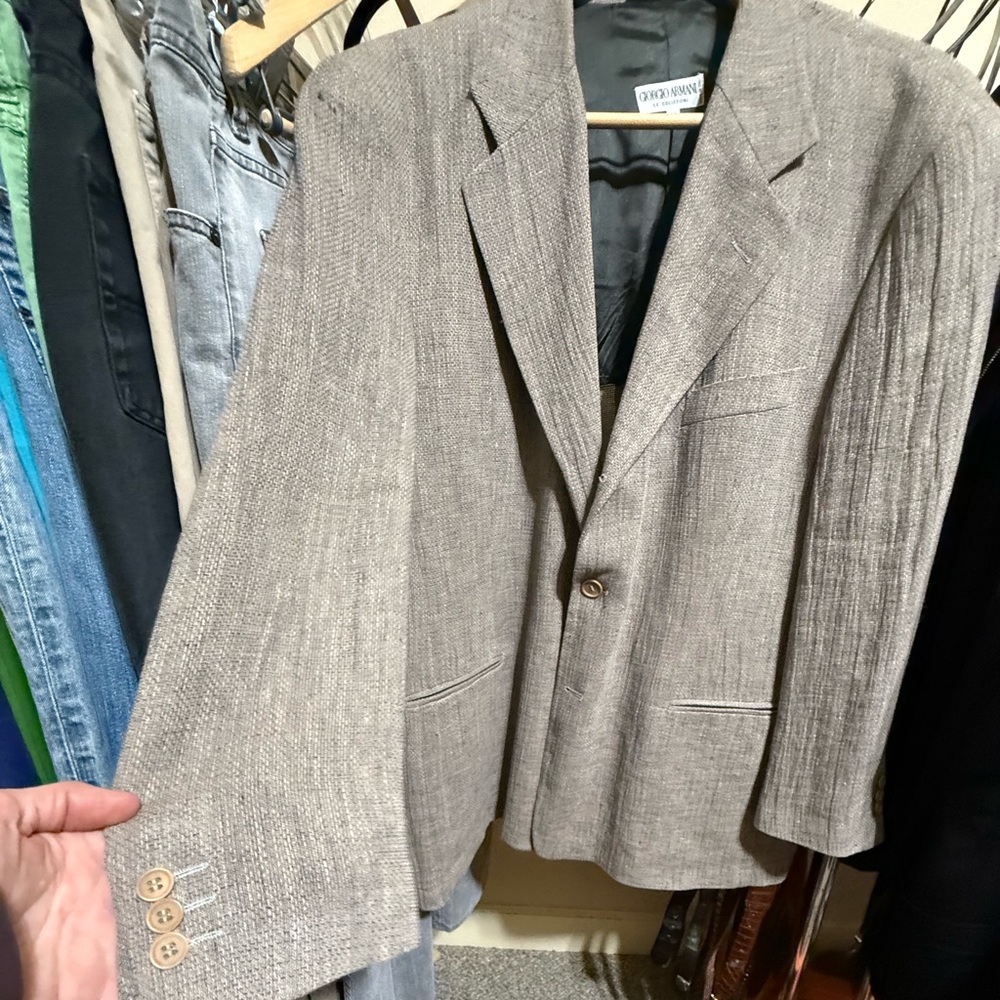 Vintage Giorgio Armani Le Collezioni Linen Blazer- Taupe, Made in Italy
